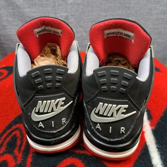Size 7.5 Nike Air Jordan 4 Retro Bred Black Cement 308497 